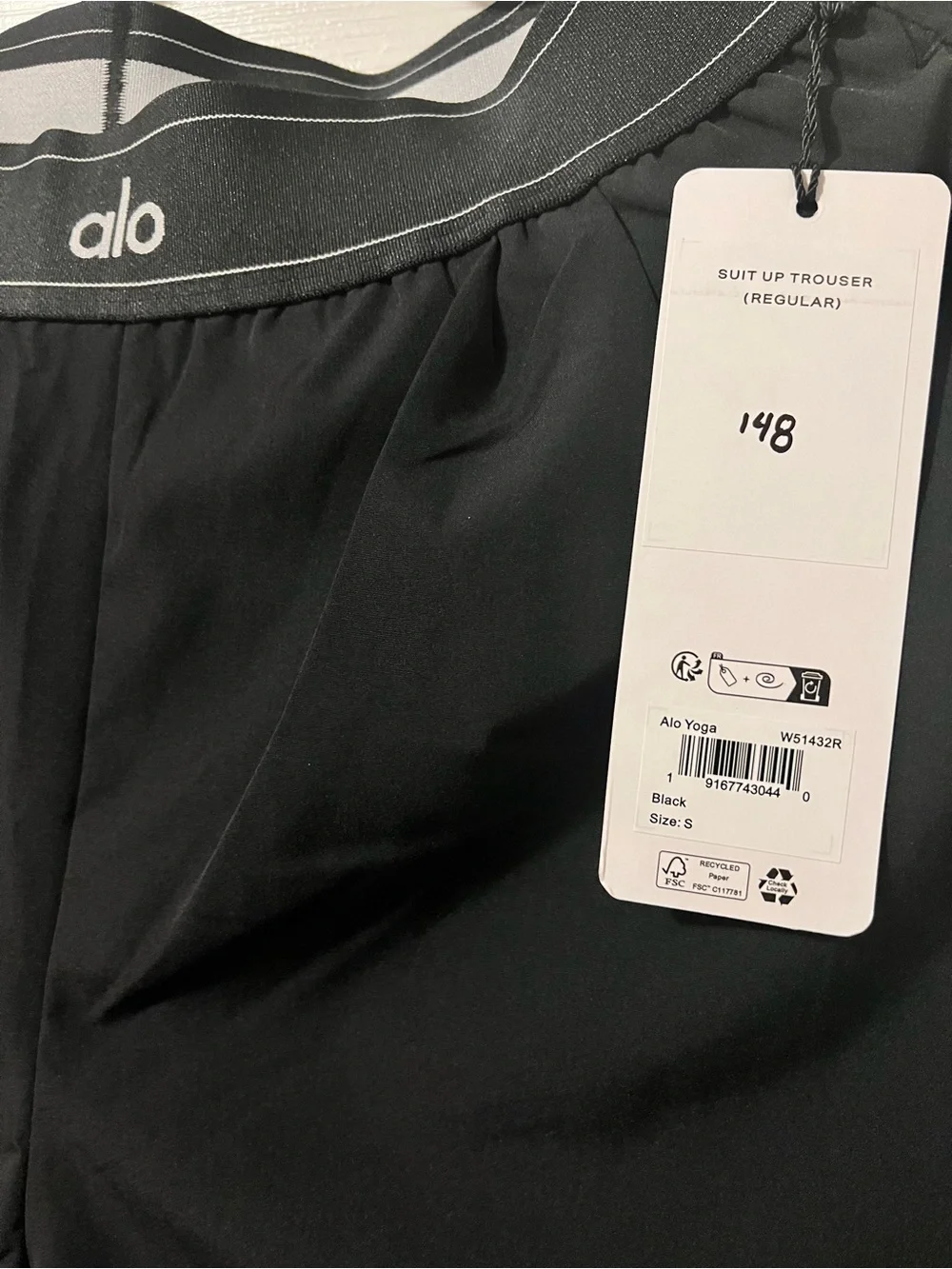 Alo Yoga Wide Leg Trouser | Black | Size Small | NWT
